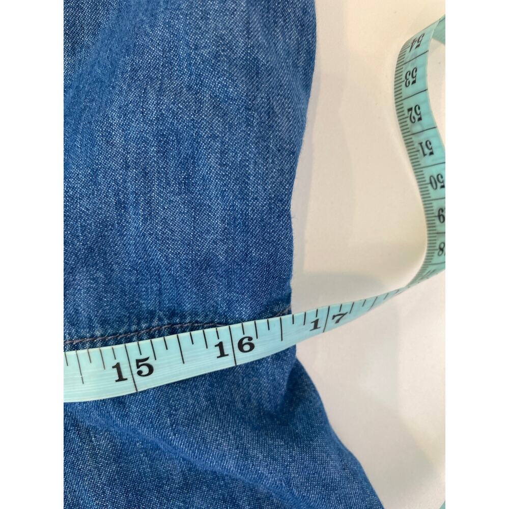 ASOS Lightweight Soft Denim Halter Slip Dress Criss Cross Straps EUC Sz 12 Mini - Picture 11 of 16